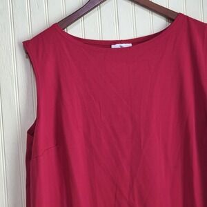 The Travel Collection Tank Top Womens Plus 2X Red Boat Neck Sleeveless Tunic